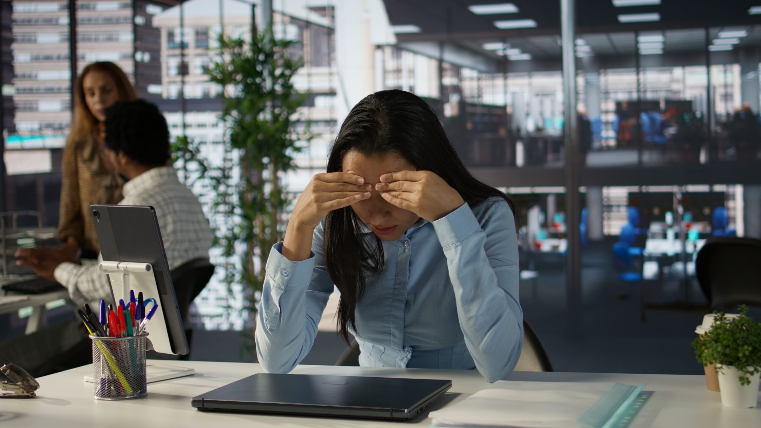 Overwhelmed indian businesswoman faces a tough day at the office From Burnout to Balance